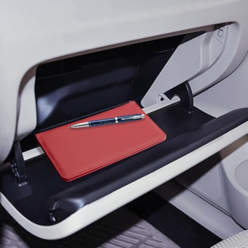 CoBak Car Registration and Insurance Holder - Vehicle Glove Box Car Organizer,Auto Truck Comparment Accessories Case with Magnetic Closure for Driver License,Cards, Carbon Red - color: L-Carbon Red
