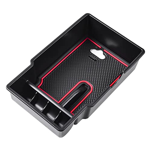 EDBETOS Center Console Organizer Tray Compatible with Jeep Renegade Accessories 2015-2019 2020 2021 2022 2023 Armrest Glove Box Secondary Storage (Red Line) - color: Red Line