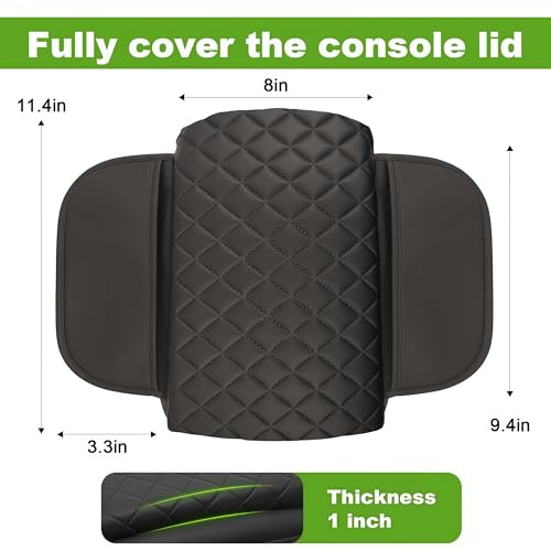 Armrest Cover for Toyota Tacoma Center Console Pad with Organizer Storage Pockets, Black Faux Leather Arm Rest Lid Protector Cushion Interior Accessories (2016-2023)