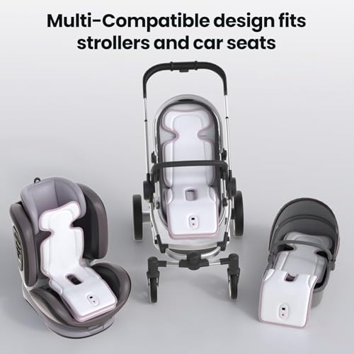 Baby Stroller Cooling Pad, Up to 10H Cooling, 10000 mAh Rechargeable Car Seat Liner with 2 Built-in Blower, 3 Speed, Summer Essentials for Baby Girl Boy, Cooling Cushion for Toddler Outdoors, Pink - color: Pink
