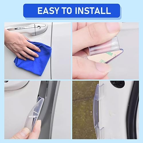 4 PCS Car Door Anti-Collision Strip, Rearview Anti-Impact Sticker, Door Protection Decorative Covers, Universal Car Side Door Edge Protector (Black)