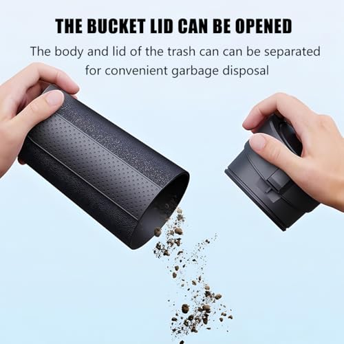 Car Trash Can, Leakproof Mini Automotive Garbage Bin Side Door Cup Holder Dustbin with Lid, Vehicle Interior Storage Organizer Accessories, Universal for SUV, Sedan, Truck (Black)