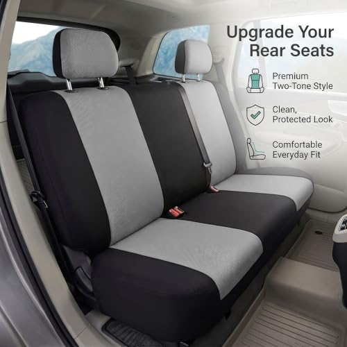 FH Group Automotive Solid Bench Car Seat Cover Flat Cloth Rear Set, Easy to Install – Universal Fit for Cars Trucks & SUVs (Gray) FB050012 - color: Gray