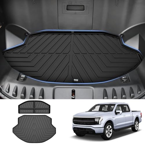 Powerty Front Trunk Mat for Ford F150 Lightning 2022-2025 Accessories Front Trunk Liner All Weather Mats Upper and Lower Trunk Storage Liner Cargo Mat 2 PCS - size: Front Cargo Mat|For|22-25|Ford F150 Lightning