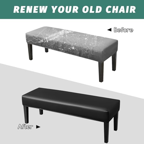 FUANGUI PU Waterproof Bench Cover, Stretch Dining Bench Cover for bedrooms, Living Rooms, Kitchens, Protector Chair Bench Piano Bench Seat Covers Stool Slipcover Removable, Washable - Black - color: Pu Black