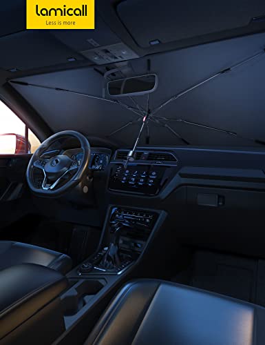 Lamicall Car Windshield Sunshade Umbrella - Foldable Car Windshield Sun Shade Cover, 5 Layers UV Block Coating, 52"x31" Front Window Heat Insulation Protection, for Auto Sedan, SUV Windshield - size: 52"x31"