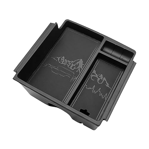 Center Console Organizer Compatible with 2021-2024 Ford Bronco(No for Sport) Accessories Bronco 2/4-Door Center Console Storage Box ABS Material with Leather Trim(V2_Black)Won't Fit 2025
