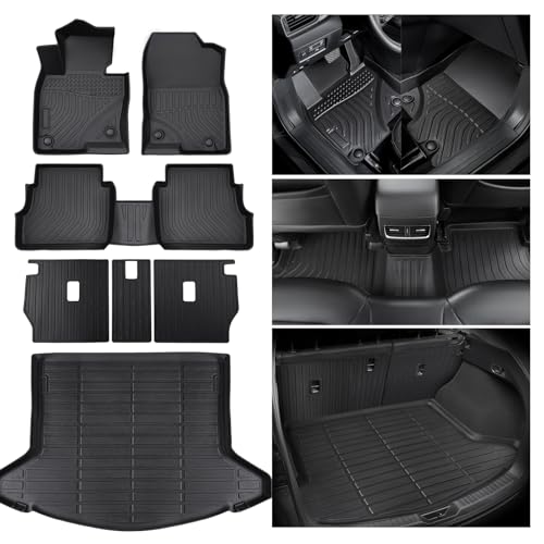 7 PCS for Mazda CX5 Floor Mats 2025 2024 2023 2022 with Cargo Liners Backrest Mat, Full Set Back Seat Cover Protector All Weather Trunk Front Rear Automotive Car Rubber Carpet Mat CX-5 Accessories