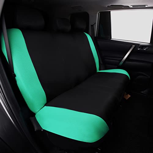 Flying Banner car seat Covers Full Set All Air Mesh Breathable Man Lady Airbag Compatible Rear Bench Split 40/60 50/50 60/40 Truck Pick Up (Full Set - Low Back, Black Gray Mint Green) - color: Black Gray Mint Green