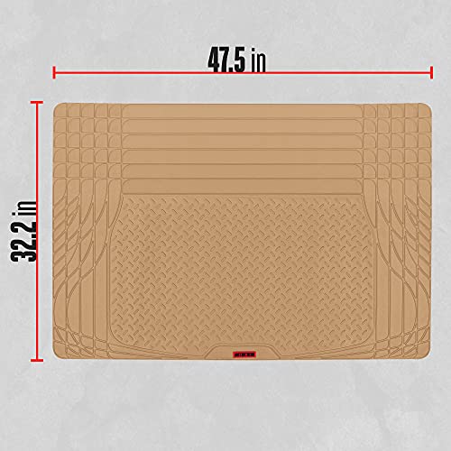 Motor Trend FlexTough Beige SUV Cargo Liner & Car Trunk Mat - Universal Trim-to-Fit All Weather Cargo Mats for Back of SUV - SUV Trunk Mat & Trunk Liner Floor Mat Cargo Cover - Trunk Cover - color: Beige