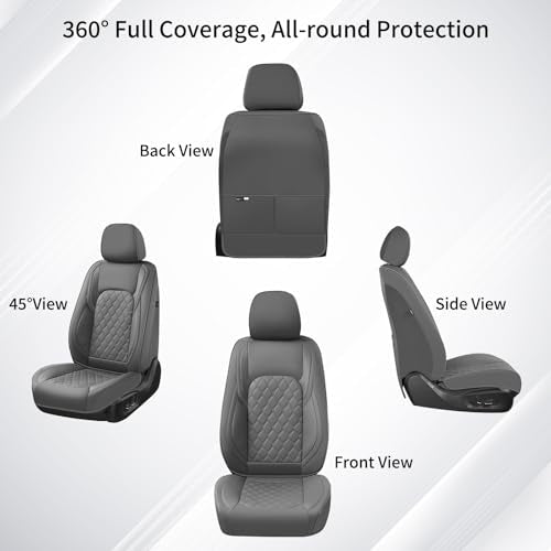 Huidasource for Silverado Seat Covers, Chevy Silverado Seat Covers Leather, GMC Sierra Pickup 1500 2007-2013&2019-2025, 2500HD 3500HD 2020-2025 Crew Double Extended Cab (Full Set/Gray) - color: Gray, size: Full Set 2007-2013&2019-2025 (Flat Bench)