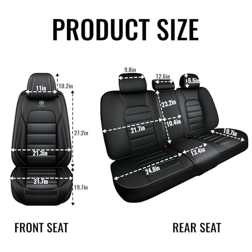 Truck Seat Covers for Chevy Silverado 1500 2007-2026, Waterproof Nappa Leather Full Coverage Car Seat Cover, Muscle Sport Style Auto Interior Covers (Front Set Black&Coffee)