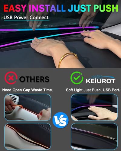 Acrylic Interior Car LED Strip Light with Motion-Activated Switch, 59.1" Neon Ambient Light, RGB Colors, APP Control, Music Sync - color: Dreamcolor 59.1 inch (Only Acrylic Light Strip)