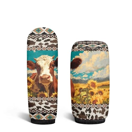 Bulopur Car Shifter Gear Hand Brake Trim Cover Set for Most Cars Van SUV Sedan Truck Auto Accessories - color: Aztec Sunflower Highland Cow Print