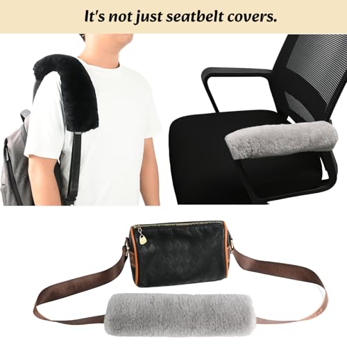 Aegis Cover Sheepskin Seat Belt Cover, Premium Australian Merino Wool Padding, Ultra-Soft & Durability, 0.5" Thick Seat Belt Pads, Universal Fit for Car, Truck, SUV 2Pack (Steel)