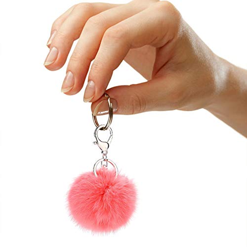 Cute Faux Rabbit Fur Ball Pom Pom Keychain Car Key Ring Handbag Tote Bag Pendant Purse Charm - color: Purple