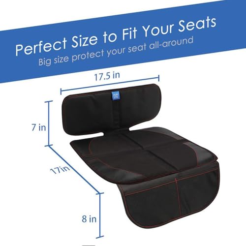 funbliss Car Seat Protector for Child Car Seat,Auto Seat Cover Mat for Under Carseat with Thickest Padding to Protect Leather & Fabric Upholstery,PVC Leather Reinforced Corners