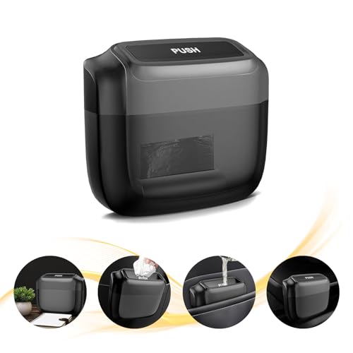 Car Trash Can, Push to Open Hanging Garbage Bin with 30 Trash Bags, Waterproof Leak-proof Large Capacity Storage Can, Portable Supplies Box for Car Sedan Truck SUV (Black) - color: Black