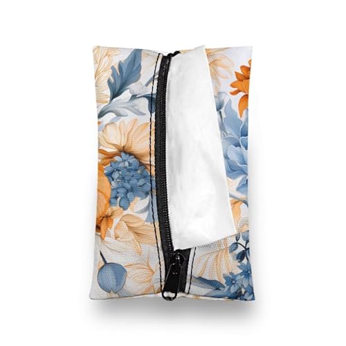 Fabric Purse Zipper Tissue Bag Boho Floral Pocket Tissues Travel Packs Washable Tissue Holder 5.2 x 3.2 Inch Tissue Packs for Coins Tissue Cards Car Travel Office Home - color: Boho Floral