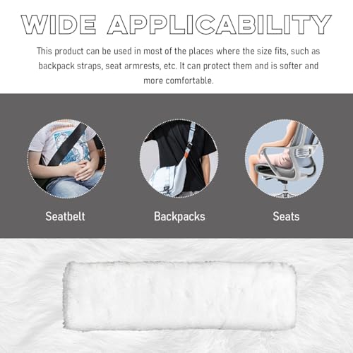 2 PCS Seat Belt Shoulder Pads, Soft Fluffy Plush Seat Belt Shoulder Strap Covers, Comfy Warm Seat Belt Strap Cover Shoulder Cushion for Adult Children, Car Accessories (White) - color: White