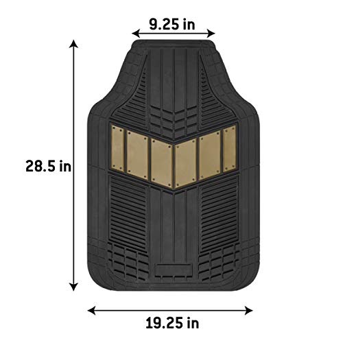 BDK Beige Heavy Duty Front & Rear Rubber Floor Mats Universal Liners for Car SUV Van & Truck, All Weather Protection with Anti-Slip Nibs, Fit Contours of Most Vehicles - color: 688-BG