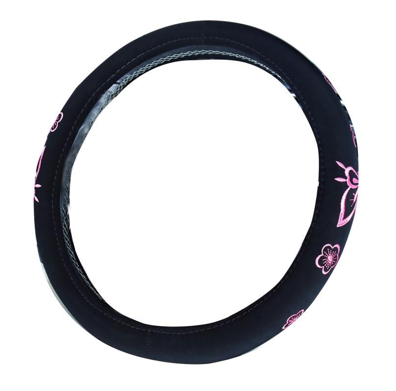 Mayco Bell Automotive Women Embroidery Cute Car Steering Wheel Cover (Pink) - color: Pink Butterfly