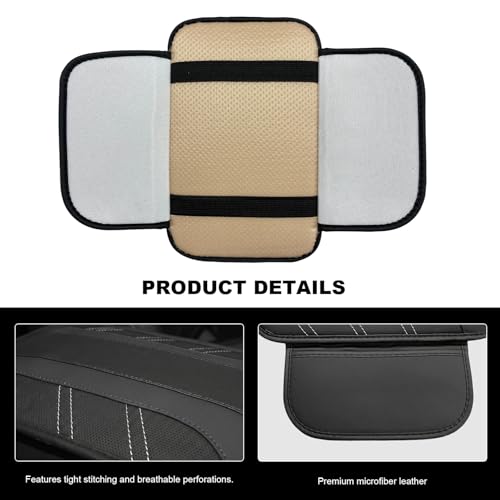 Car Center Console Cover, Leather Auto Arm Rest Protector Cushion with 2 Side Storage Bags, Universal Armrest Cushion Pad Middle Console Cover for SUVs Sedans Trucks (Black) - color: Black
