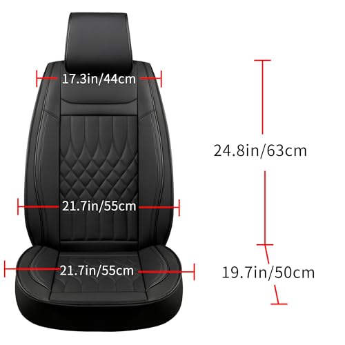 Car Seat Covers 2 PCS Front Seats, Waterproof Napa Leather Automotive Seat Protector for Cars SUV Truck Sedan, Universal Anti-Slip Car Seat Cushion Interior Accessories, Black