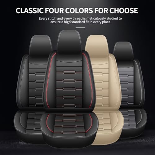 2 Front Seat Cover Custom Fit for Cadillac XT5 2017 2018 2019 2020 2021 2022 2023 2024 2025 2026 Faux Leather Car Seat Covers Compatible Airbag XT5 Seat Protector Vehicle Cushion Covers Beige