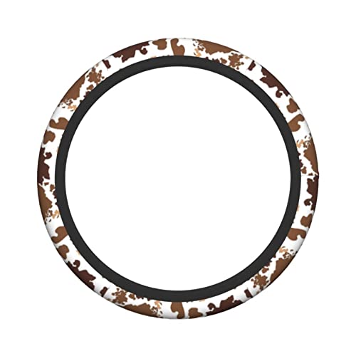 Brown Cow Print Steering Wheel Cover Universal 15 Inches for Women Men, Neoprene Anti-Slip Cute Car Steering Wheel Grip Wrap Car Accessories Protective Case Cover for Vehicle Truck SUV¡ - color: Rainbow Cheetah Print