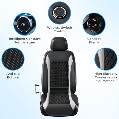 Coverado Upgraded Cooling Car Seat Cover, 12V-24V Ventilated Car Seat Cushion with 8 Fans, Cooled Seat Cover for Car SUV Truck Universal Fit,Dual car Ports + A+C USB Ports Fashion Gray - color: Gray