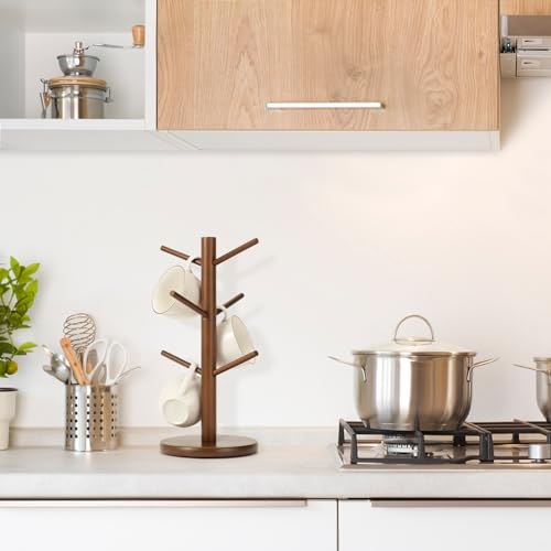 MyLifeUNIT Mug Holder Tree, Coffee Cup Holder with 6 Hooks (Brown) - color: Brown