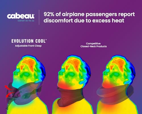 Cabeau Long Haul Flight Cooling Travel Neck Pillow – Evolution Cool – Supportive Memory Foam with Airflow Vents – Compact with Carrying Case (Black) - color: Black