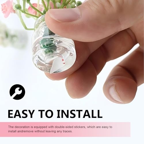 3 PCS Car Dash Flower Ornaments | Mini Daisy Flower, Dashboard Decorations, Daisy Cherry Blossom Jasmine Vase, Interior Accessories for Women Girl