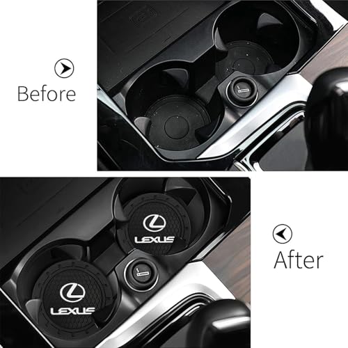 Car Cup Holder Coaster for Lexus Series Recessed Silicone Non Slip Car Interior Accessories Drink Car Coaster 2PC Black