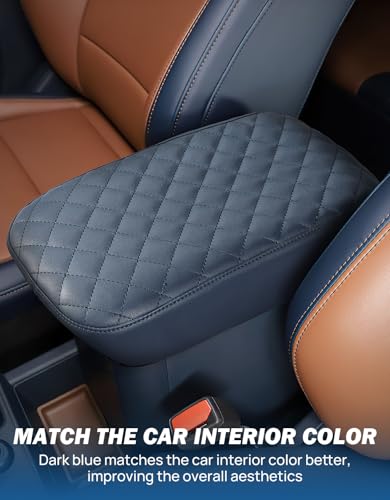 JOYTUTUS Center Console Cover Compatible with Ford Maverick 2022-2025 2026 Leather Armrest Cover Center Console Cushion Maverick Accessories, Dark Blue - color: Dark Blue