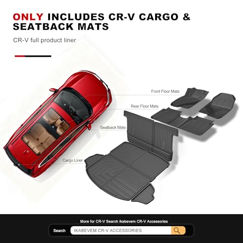 for 2017-2022 Honda CR-V Cargo Liner & Backrest Mat: Custom Fit All Weather TPE Anti Skid Waterproof Trunk Liner for CRV Accessories (Not for Hybrid or Touring) - size: 2017-2022 CRV Cargo Liner & Backrest Mat