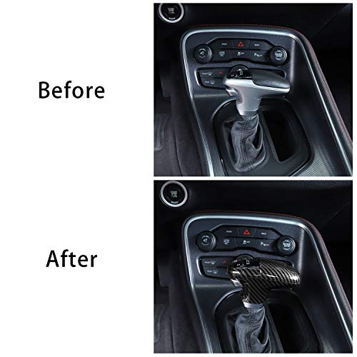 Voodonala for Challenger Charger ABS Carbon Fiber Gear Shift Shifter Knobs Cover Trim for 2015-2026+ Dodge Challenger Charger 2018-2026+ Durango Interior Accessories 3pcs