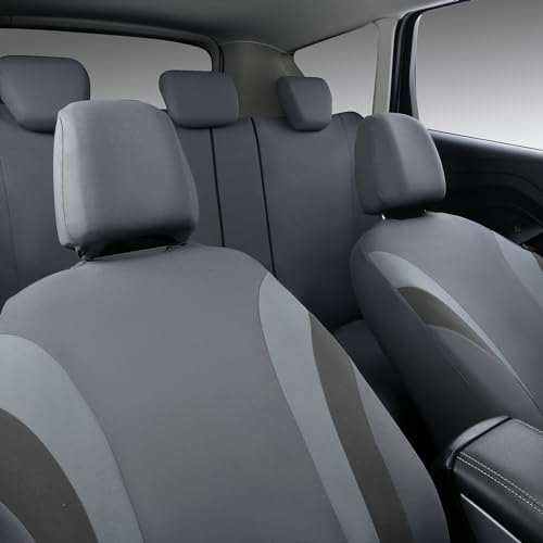 CAR PASS Line Rider Sporty Cloth Universal Fit Car Seat Cover -100% Breathable with 5mm Composite Sponge Inside,Airbag Compatible,3zipper Bench(Full Set, Space Gray) - color: Gray, size: Full Set