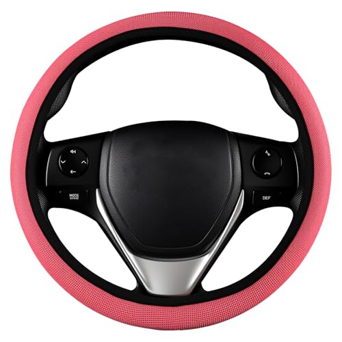 Red Mesh Steering Wheel Cover, Universal 15 inch, Elastic Stretch Microfiber Breathable Ice Silk Cover, Anti-Slip, Odorless, Sweat Absorption, Warm in Winter and Cool in Summer - color: Mesh Red