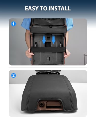 Center Console Armrest Cover for 2011-2016 Ford F250 F350 F450 Super Duty Accessories, Vinyl Leather Middle Armrest Cusion Protector, Anti-Scratch, Bucket Seat Only, Black - size: Bucket Seat, 11-16 F250-F450, black stitch