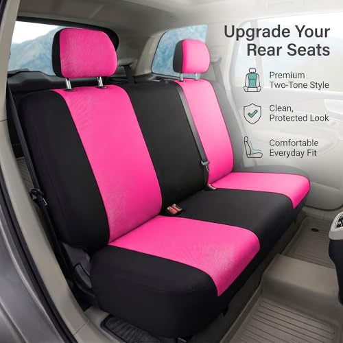 FH Group Pair Set Flat Cloth Car Seat Covers- Universal Fit for Trucks, SUVs, and Vans (Pink/Black) FB050102 - color: Pink
