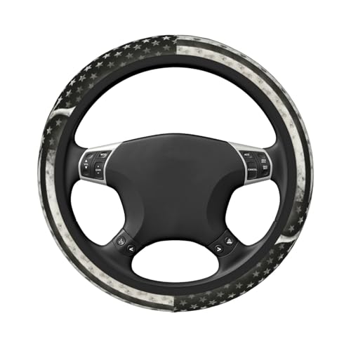 Black White American Flag Steering Wheel Cover - Retro USA Flag Steering Wheel Protector Neoprene 15Inch Car Accessories 2 Pcs Car Coasters for Women Men - color: Camouflage American Flag