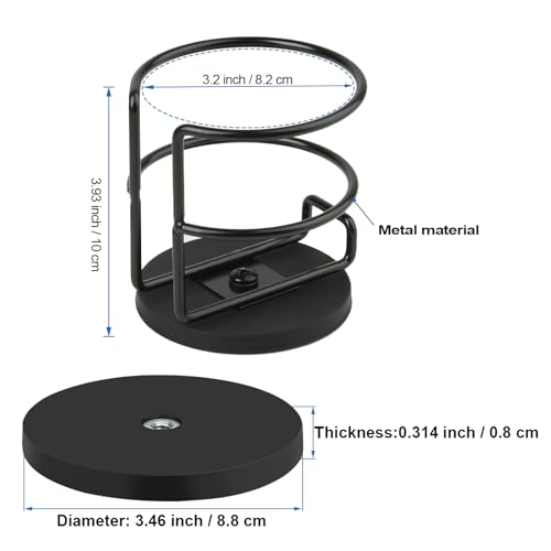 2 Pack Magnetic Cup Holder,Heavy Duty Metal Drink Holder, 3.46 inch / 8.8 cm Strong Magnetic Base,Bottle Holder for Refrigerator/Treadmill/Truck/Tractor/Forklift/Boat/Bus/Car (Bottom Magnetic)