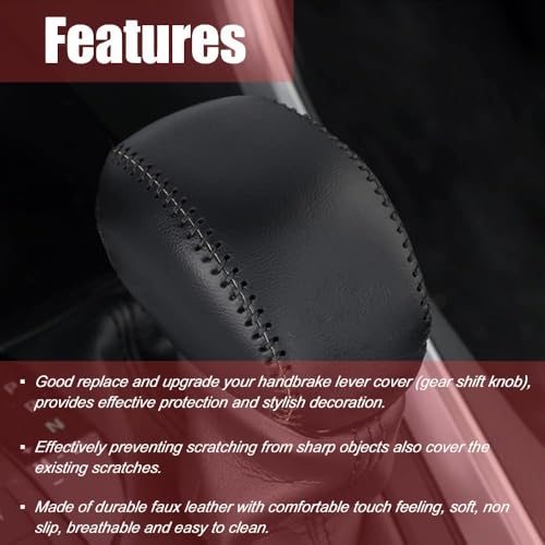 Leather Gear Shift Knob Cover Compatible with RAV4 2019-2025 Highlander 2020-2024 Car Protect Accessories (Black) - color: Black