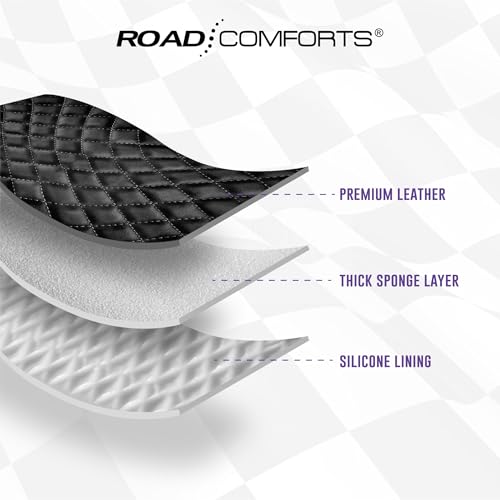 Road Comforts Leather Steering Wheel Cover – Black & Purple, Universal Fit 14.5-15 Inch, Microfiber Leather, Anti-Slip & Breathable Design for Men and Women - color: Purple