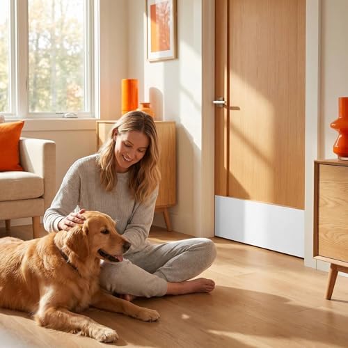 Dog Door Scratch Protector, Self-Adhesive Pet Scratch Pad for Door & Wall, Dog Nail Filing Board Alternative to Nail Clippers, Protects Doors from Scratching 10in x 10ft (White)