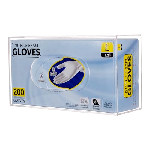 Acrylic Glove Box Holder Wall Mount Disposable Glove Dispenser Storage Organizer for Kitchen, Lab, Garages, Office, Clear - size: Single