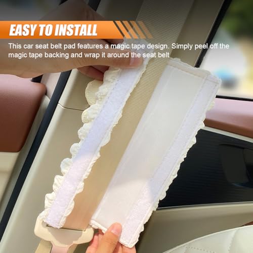 2PCS Cute Flower Car Seat Belt Cover Pads, Soft Safety Belt Shoulder Pad, Floral Auto Seat Strap Pad Neck Cushion Protector, Universal Car Accessories for More Comfortable Driving (Pink)