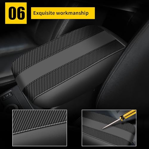 AOMSAZTO Console Covers for 2012-2015 Honda Civic Armrest Covers for Honda Civic Black with Carbon Fiber - color: black-2